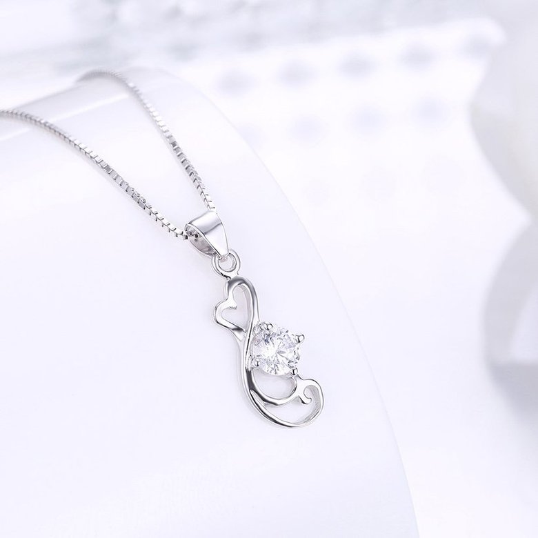 Wholesale Trendy 925 Sterling Silver Geometric CZ Necklace TGSSN059 1