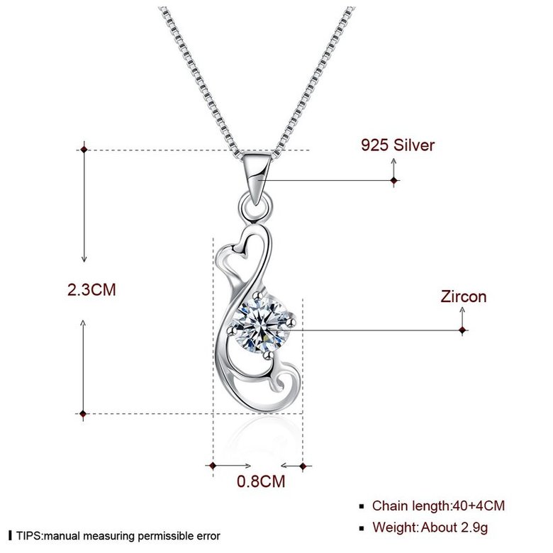 Wholesale Trendy 925 Sterling Silver Geometric CZ Necklace TGSSN059 4