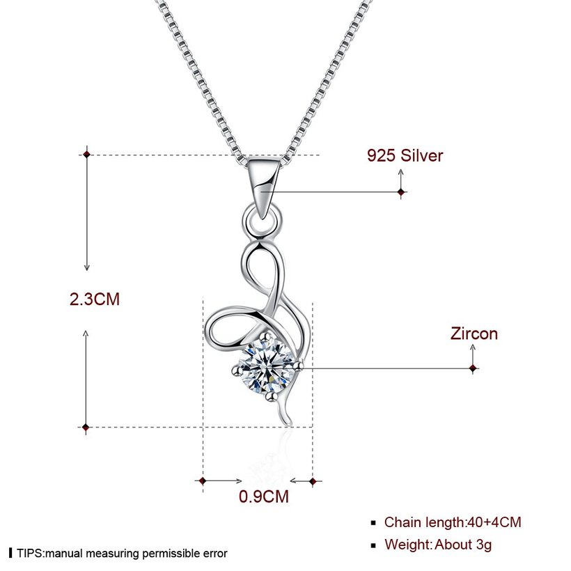 Wholesale Trendy 925 Sterling Silver Geometric CZ Necklace TGSSN060 4
