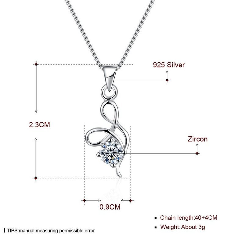 Wholesale Trendy 925 Sterling Silver Geometric CZ Necklace TGSSN060 4