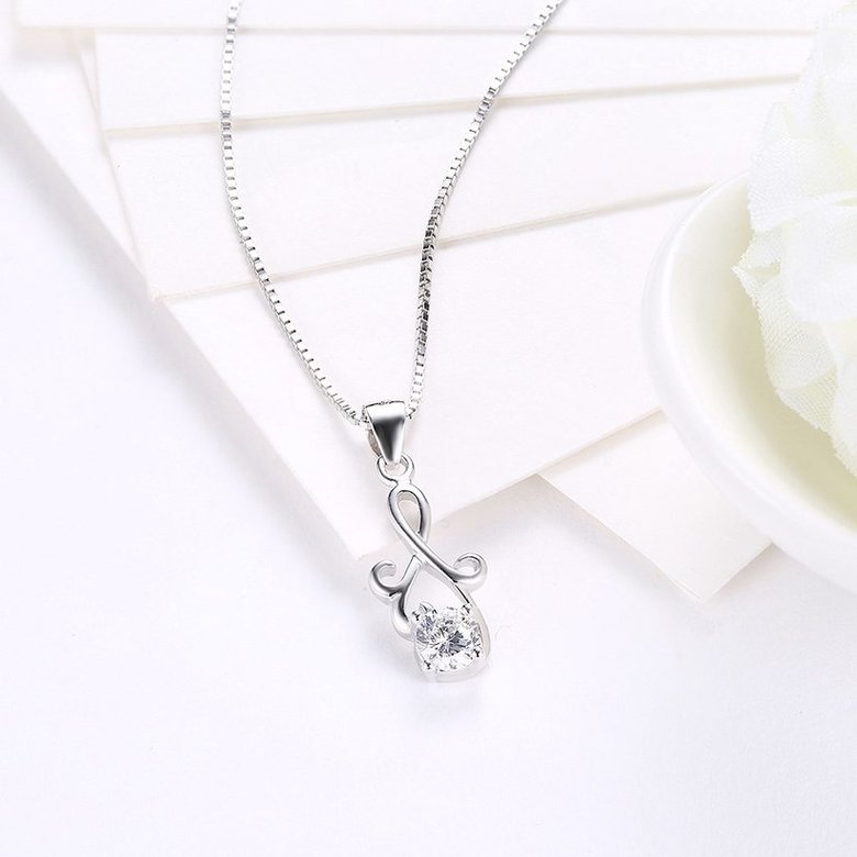 Wholesale Fashion 925 Sterling Silver Geometric CZ Necklac TGSSN061 2