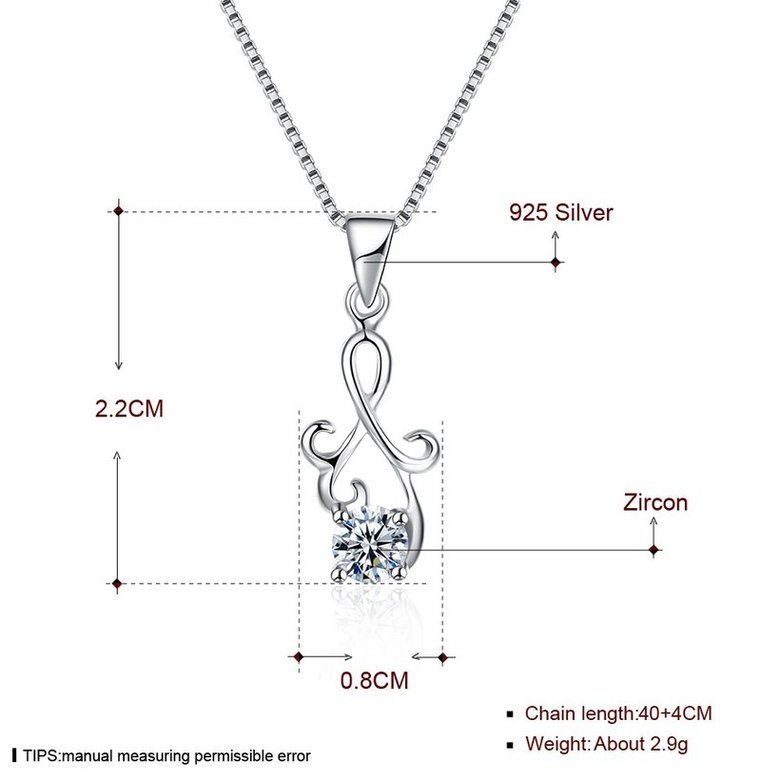 Wholesale Fashion 925 Sterling Silver Geometric CZ Necklac TGSSN061 4