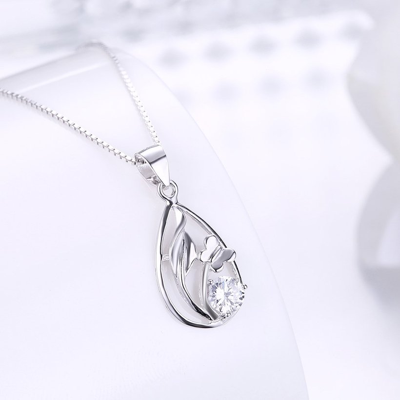 Wholesale Fashion 925 Sterling Silver Plant CZ Necklace Discount TGSSN062 1