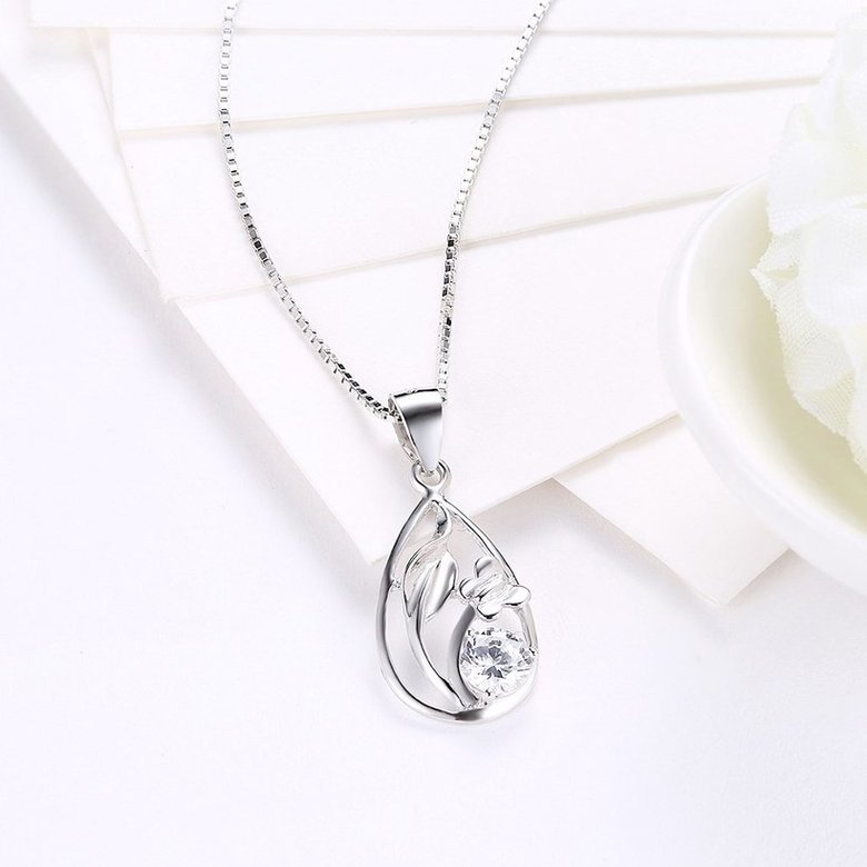 Wholesale Fashion 925 Sterling Silver Plant CZ Necklace Discount TGSSN062 2
