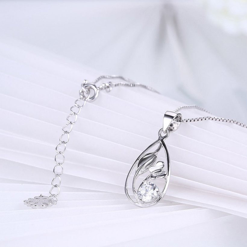 Wholesale Fashion 925 Sterling Silver Plant CZ Necklace Discount TGSSN062 3