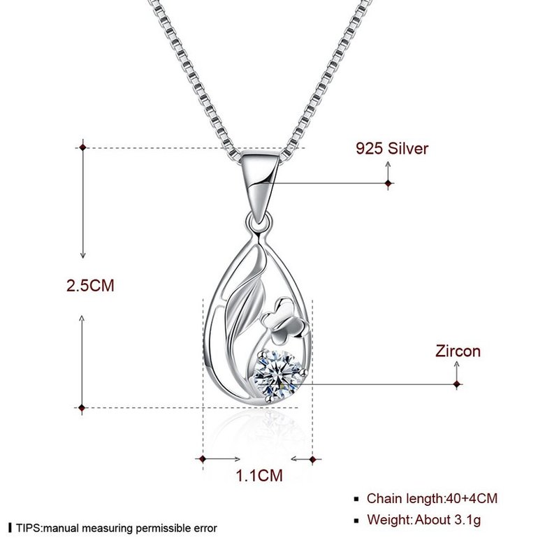 Wholesale Fashion 925 Sterling Silver Plant CZ Necklace Discount TGSSN062 4