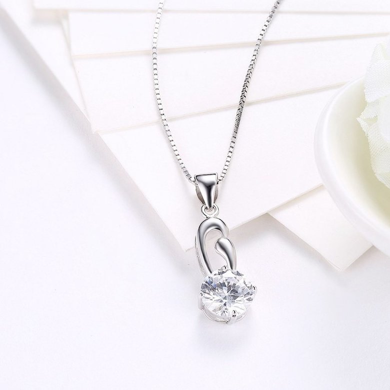 Wholesale Fashion 925 Sterling Silver Geometric CZ Necklace TGSSN063 2