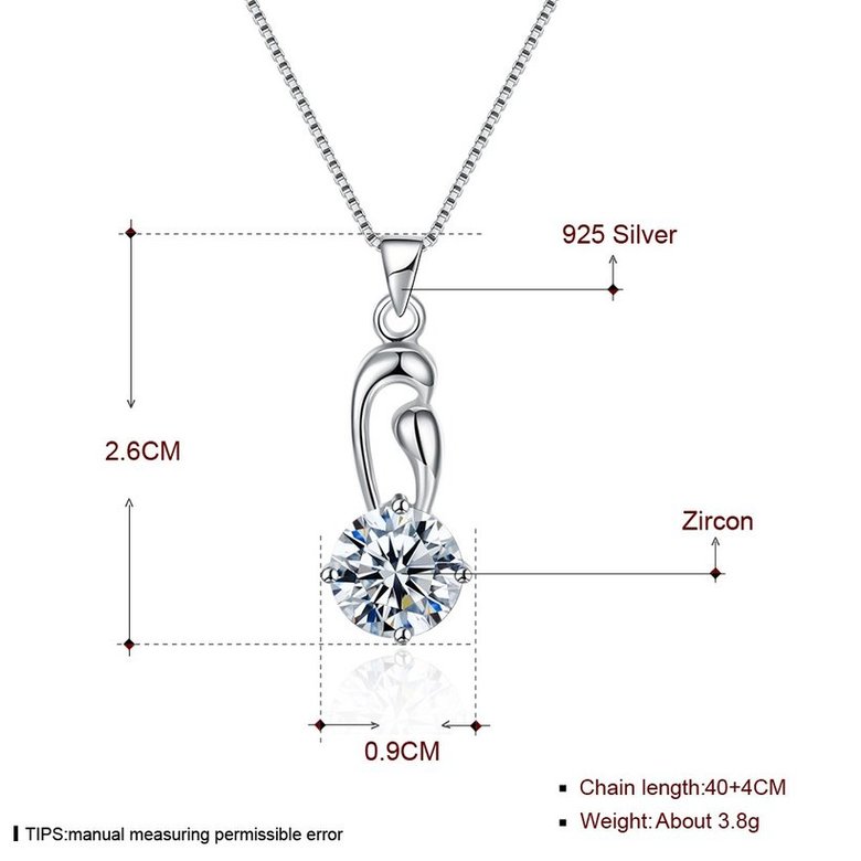 Wholesale Fashion 925 Sterling Silver Geometric CZ Necklace TGSSN063 4