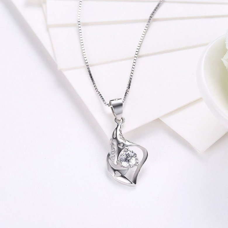 Wholesale Trendy 925 Sterling Silver CZ Necklace Free Shipping TGSSN064 2