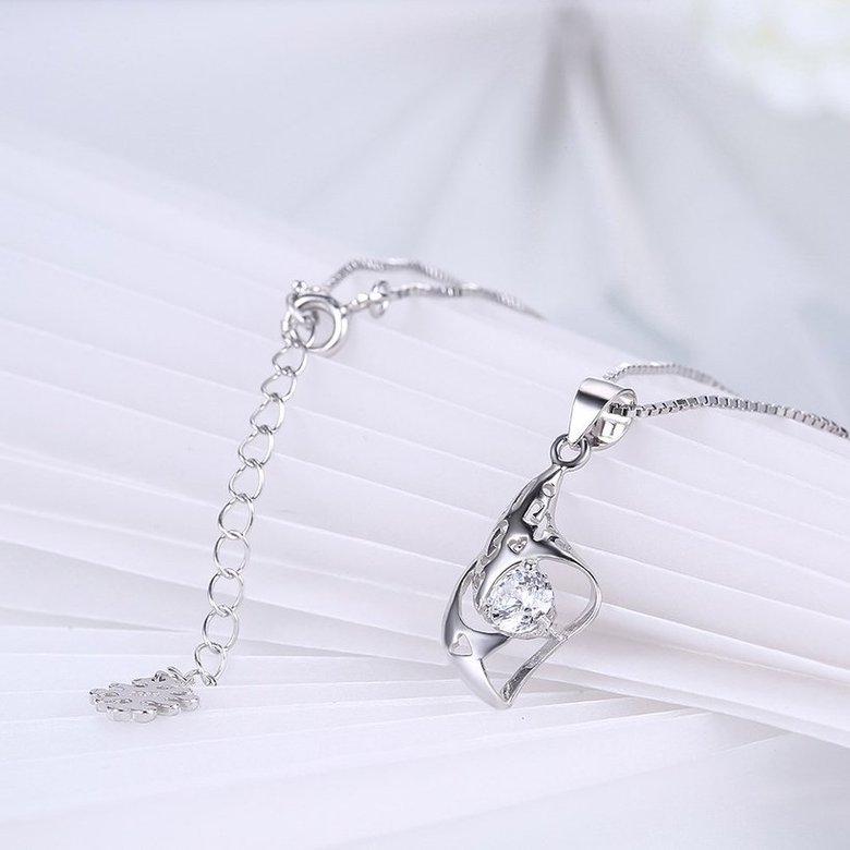 Wholesale Trendy 925 Sterling Silver CZ Necklace Free Shipping TGSSN064 3