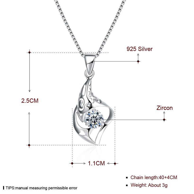 Wholesale Trendy 925 Sterling Silver CZ Necklace Free Shipping TGSSN064 4