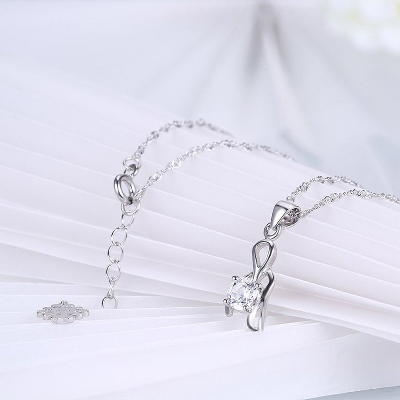 Wholesale Trendy 925 Sterling Silver CZ Necklace TGSSN065 3