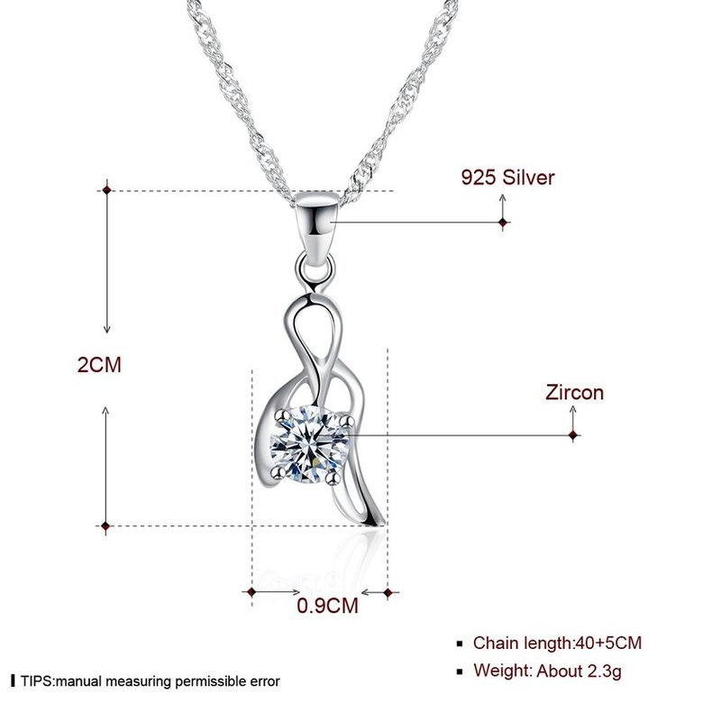 Wholesale Trendy 925 Sterling Silver CZ Necklace TGSSN065 4