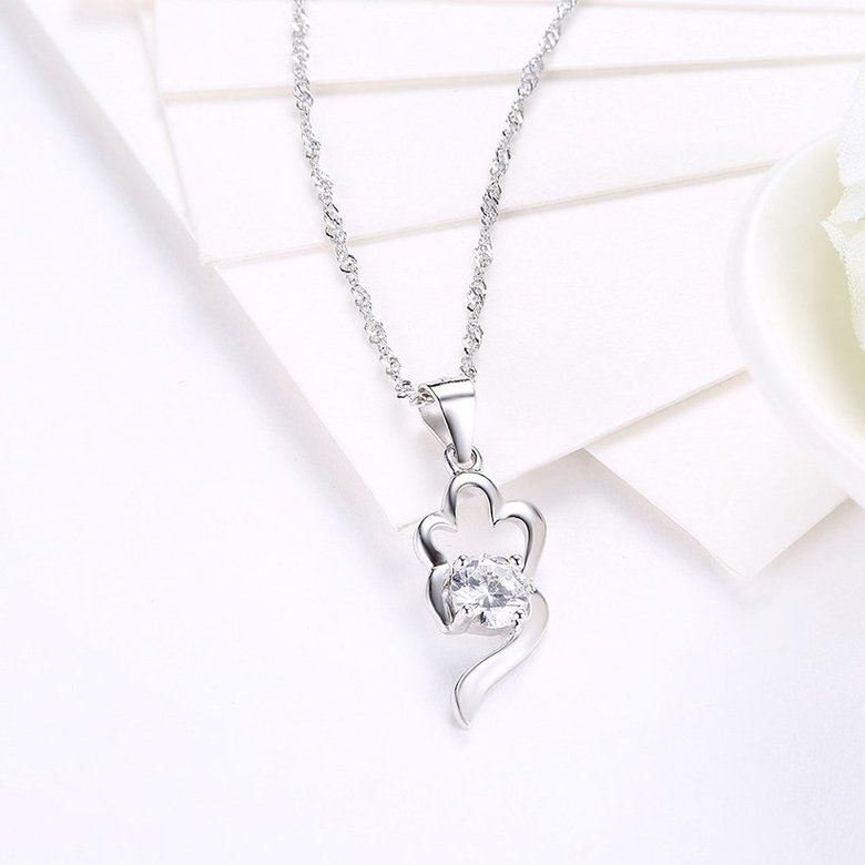 Wholesale Trendy 925 Sterling Silver CZ Necklace TGSSN066 2