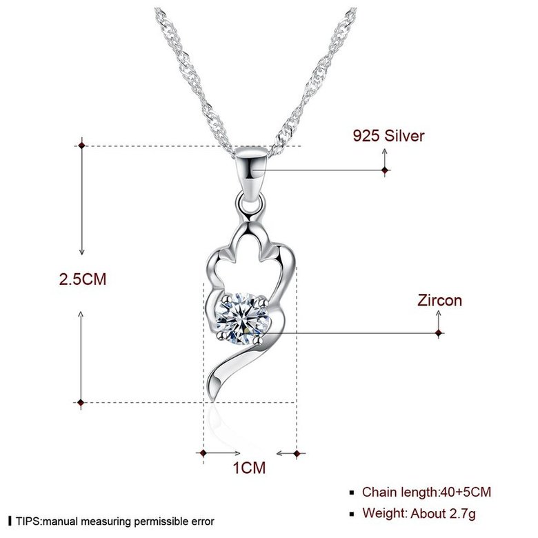 Wholesale Trendy 925 Sterling Silver CZ Necklace TGSSN066 4