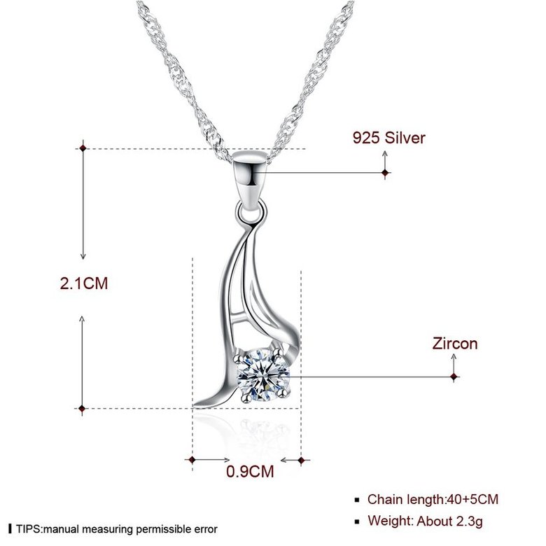 Wholesale New Style 925 Sterling Silver CZ Necklace TGSSN069 4