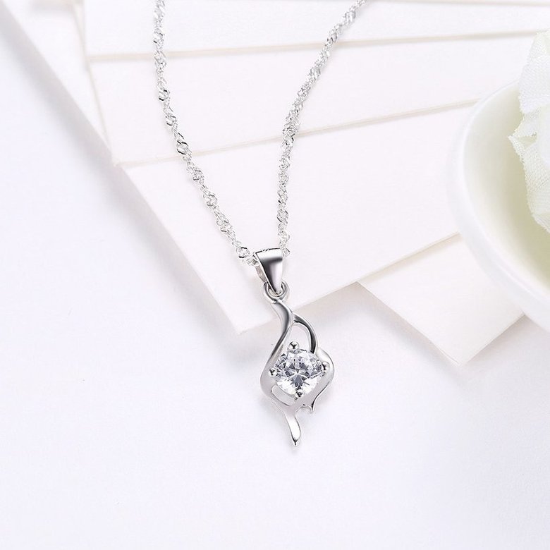 Wholesale New Style 925 Sterling Silver CZ Necklace TGSSN070 2