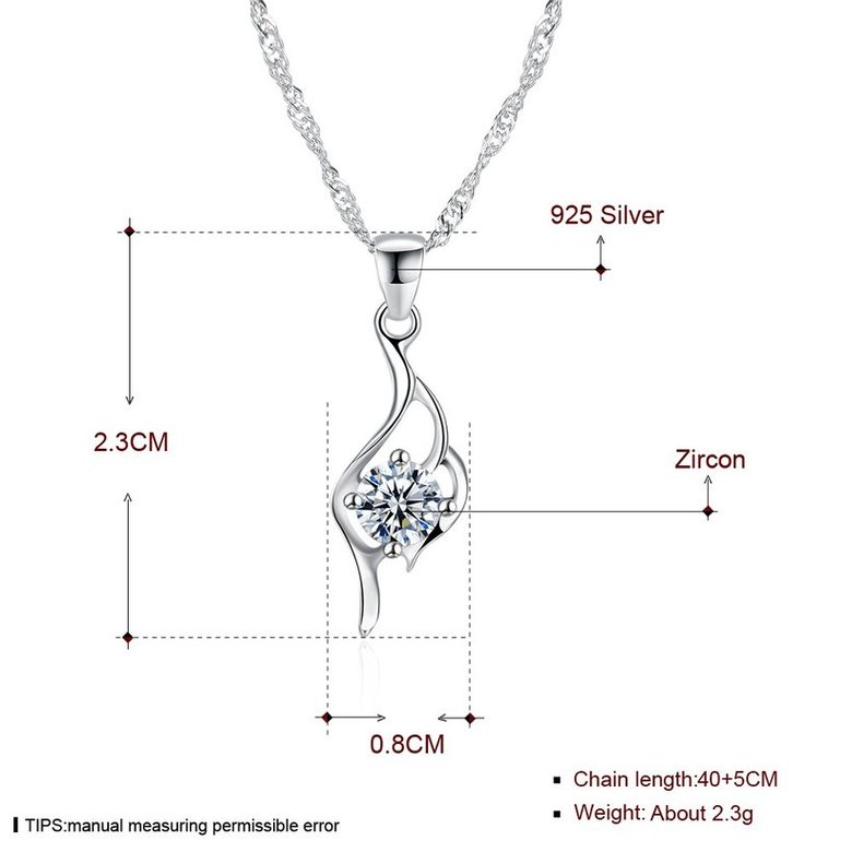 Wholesale New Style 925 Sterling Silver CZ Necklace TGSSN070 4