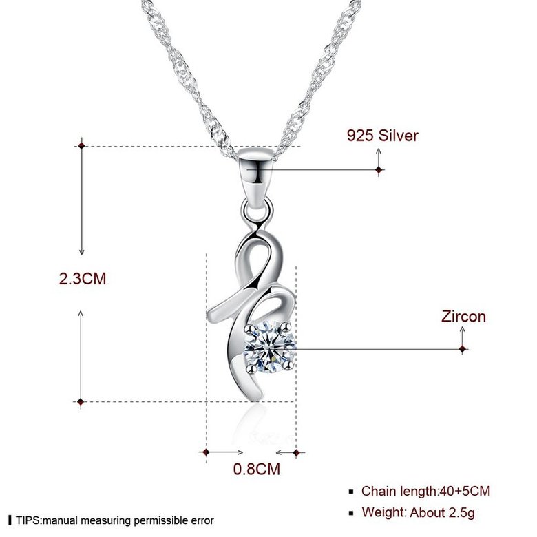 Wholesale Fashion Style 925 Sterling Silver CZ Necklace TGSSN071 4