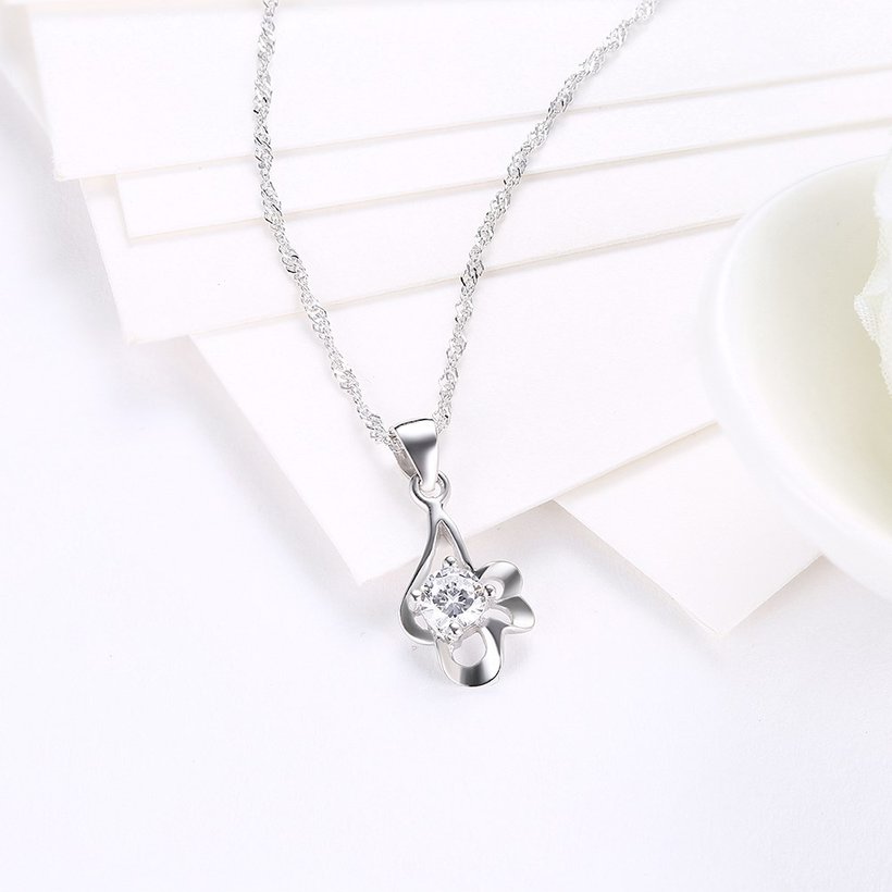 Wholesale Trendy 925 Sterling Silver CZ Necklace Discount TGSSN072 2