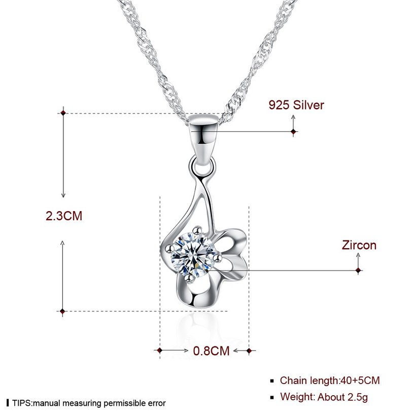 Wholesale Trendy 925 Sterling Silver CZ Necklace Discount TGSSN072 4