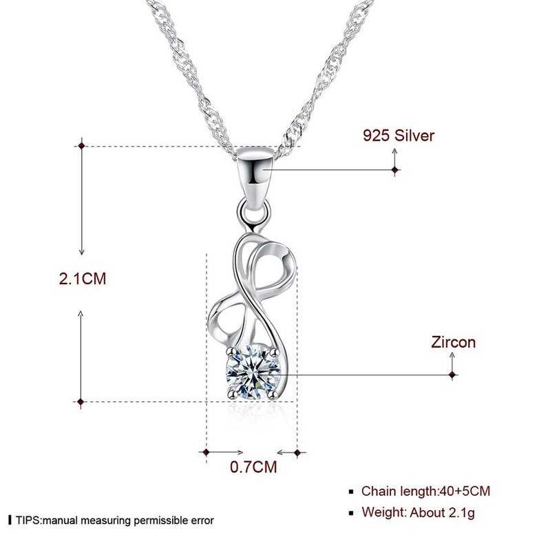 Wholesale Discount Fashion 925 Sterling Silver CZ Necklace TGSSN073 4