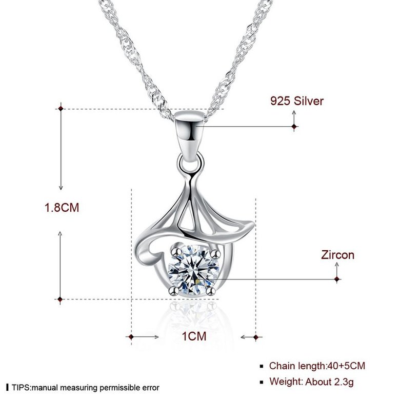 Wholesale Big Deal 925 Sterling Silver CZ Necklace TGSSN074 4