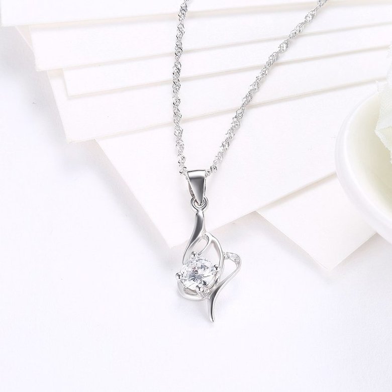 Wholesale 2018 Deal 925 Sterling Silver CZ Necklace TGSSN076 2