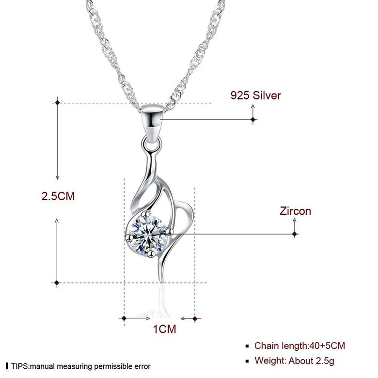 Wholesale 2018 Deal 925 Sterling Silver CZ Necklace TGSSN076 4
