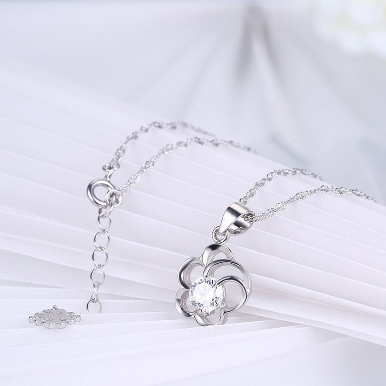 Wholesale 2018 Style 925 Sterling Silver Flower CZ Necklace TGSSN077 3