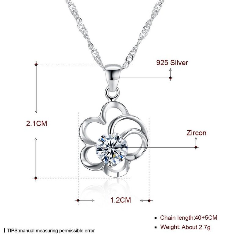 Wholesale 2018 Style 925 Sterling Silver Flower CZ Necklace TGSSN077 4