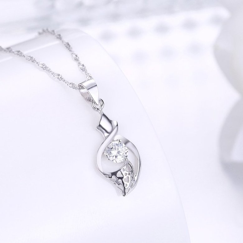 Wholesale New Fashion 925 Sterling Silver CZ Necklace TGSSN079 1