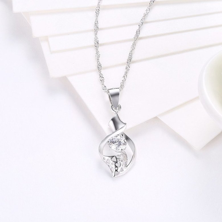 Wholesale New Fashion 925 Sterling Silver CZ Necklace TGSSN079 2