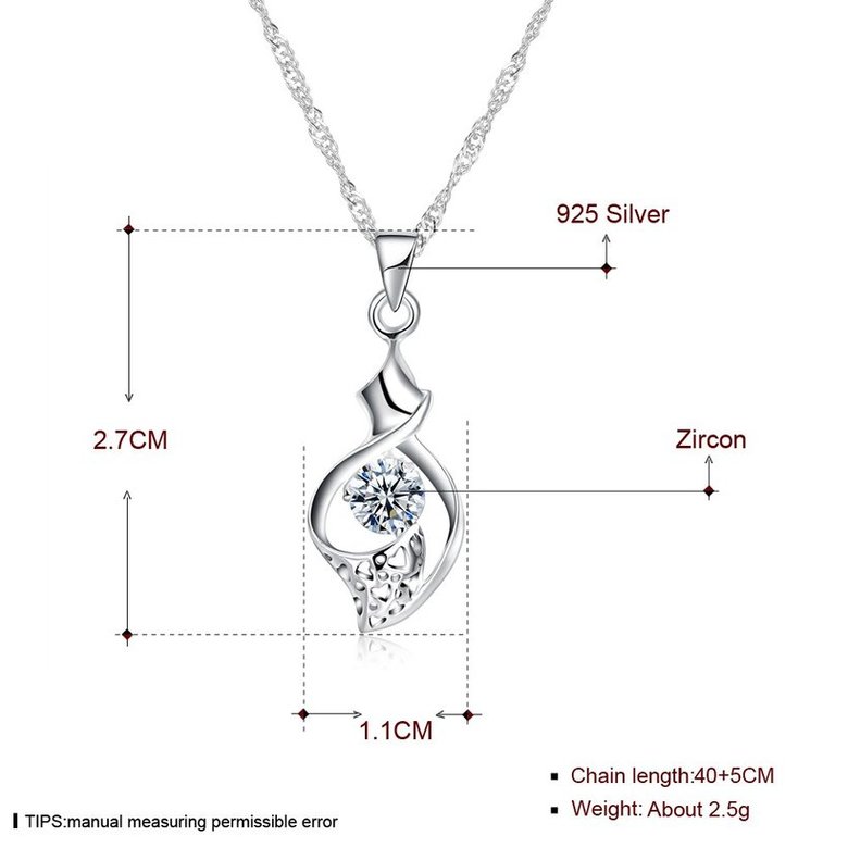 Wholesale New Fashion 925 Sterling Silver CZ Necklace TGSSN079 4