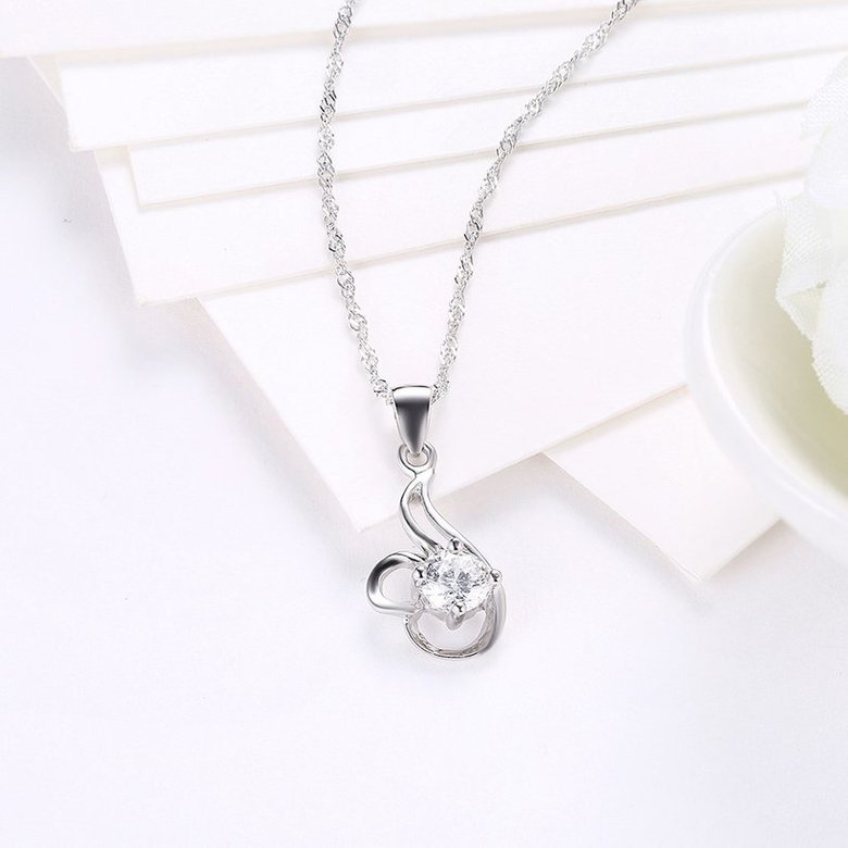 Wholesale Good Quality 925 Sterling Silver CZ Necklace TGSSN081 2