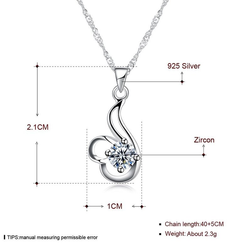 Wholesale Good Quality 925 Sterling Silver CZ Necklace TGSSN081 4