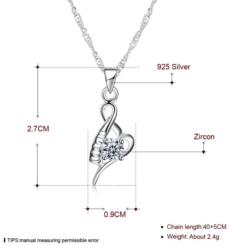 Wholesale Top Quality 925 Sterling Silver CZ Necklace TGSSN082 4