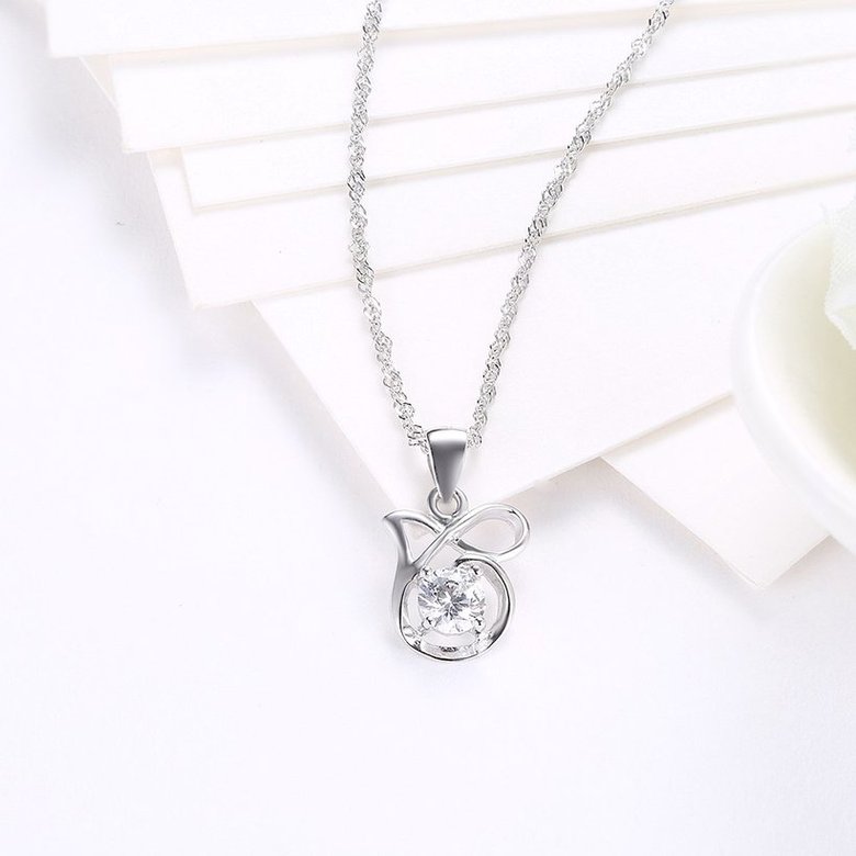 Wholesale Best Quality 925 Sterling Silver CZ Necklace TGSSN083 2
