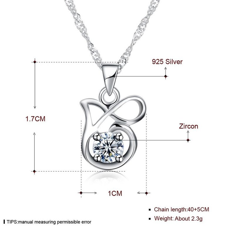 Wholesale Best Quality 925 Sterling Silver CZ Necklace TGSSN083 4