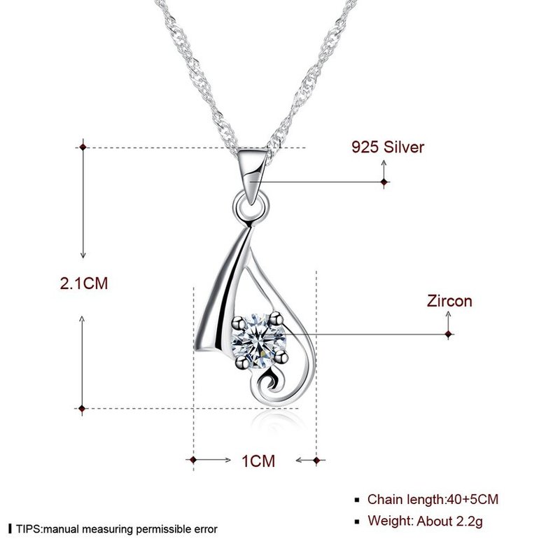 Wholesale New Fashion 925 Sterling Silver CZ Necklace TGSSN084 4