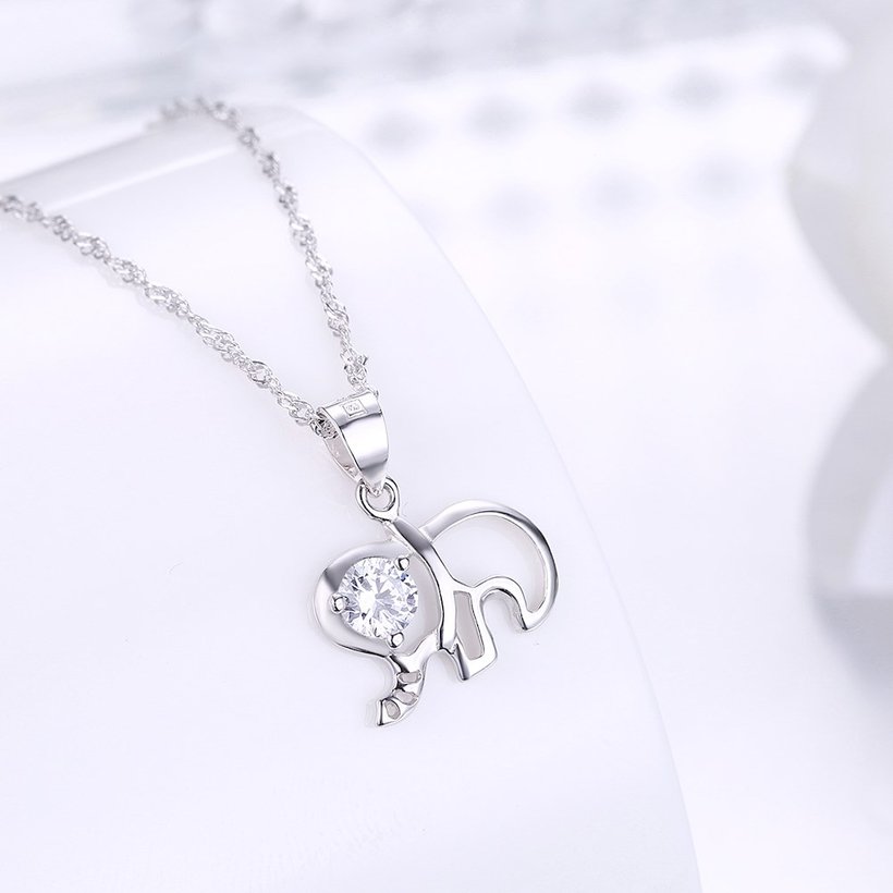 Wholesale Fashion 925 Sterling Silver Elephant CZ Necklace TGSSN003