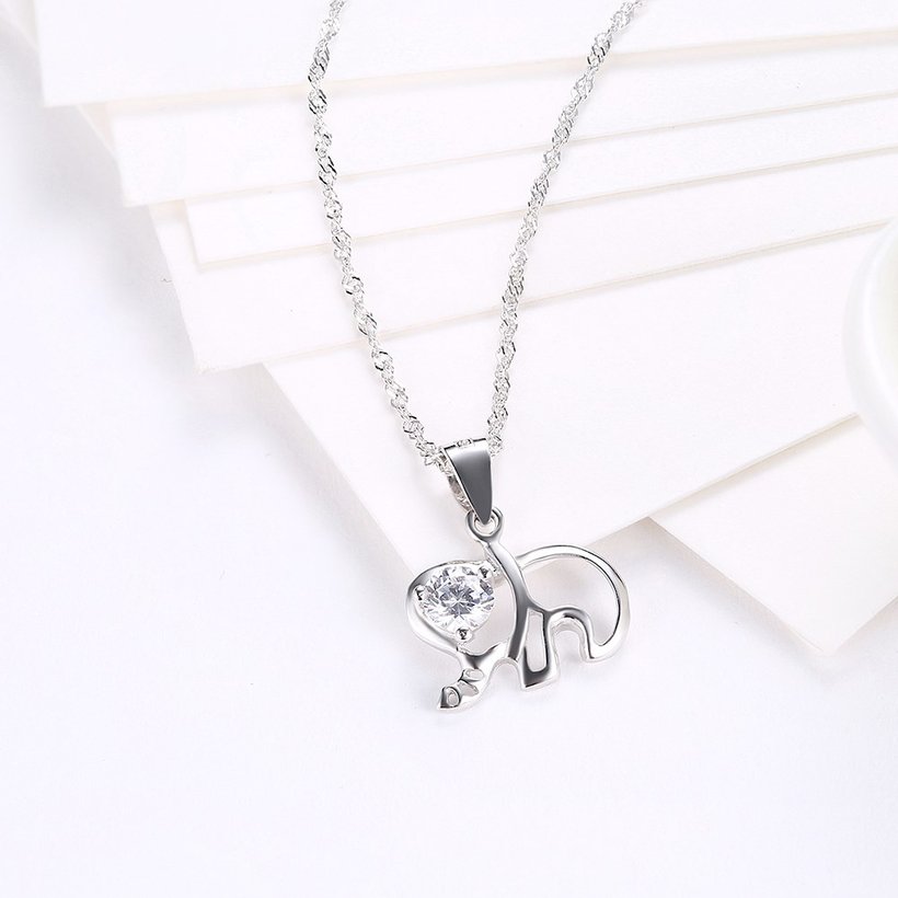 Wholesale Fashion 925 Sterling Silver Elephant CZ Necklace TGSSN003