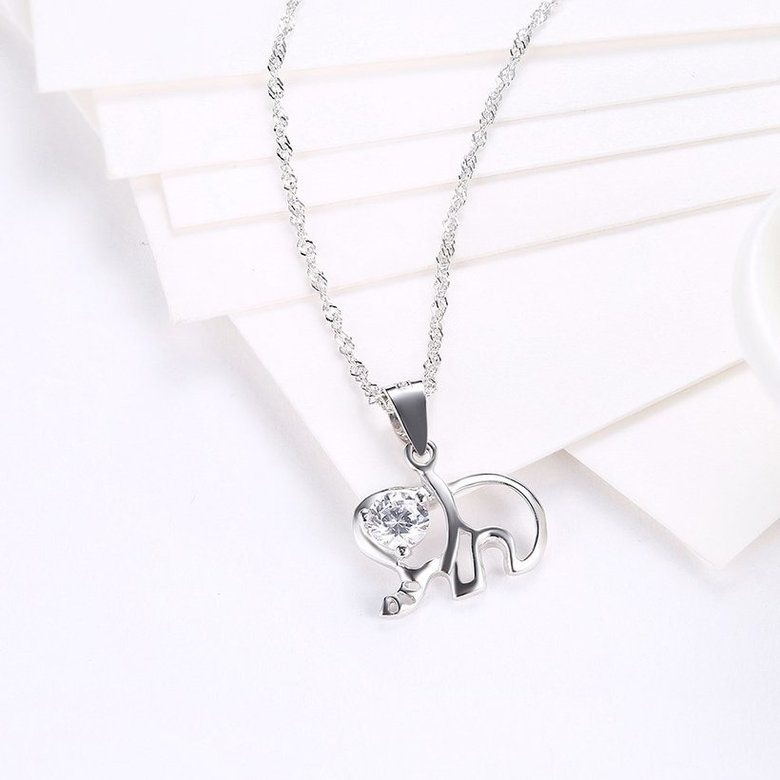 Wholesale Fashion 925 Sterling Silver Elephant CZ Necklace TGSSN003 2