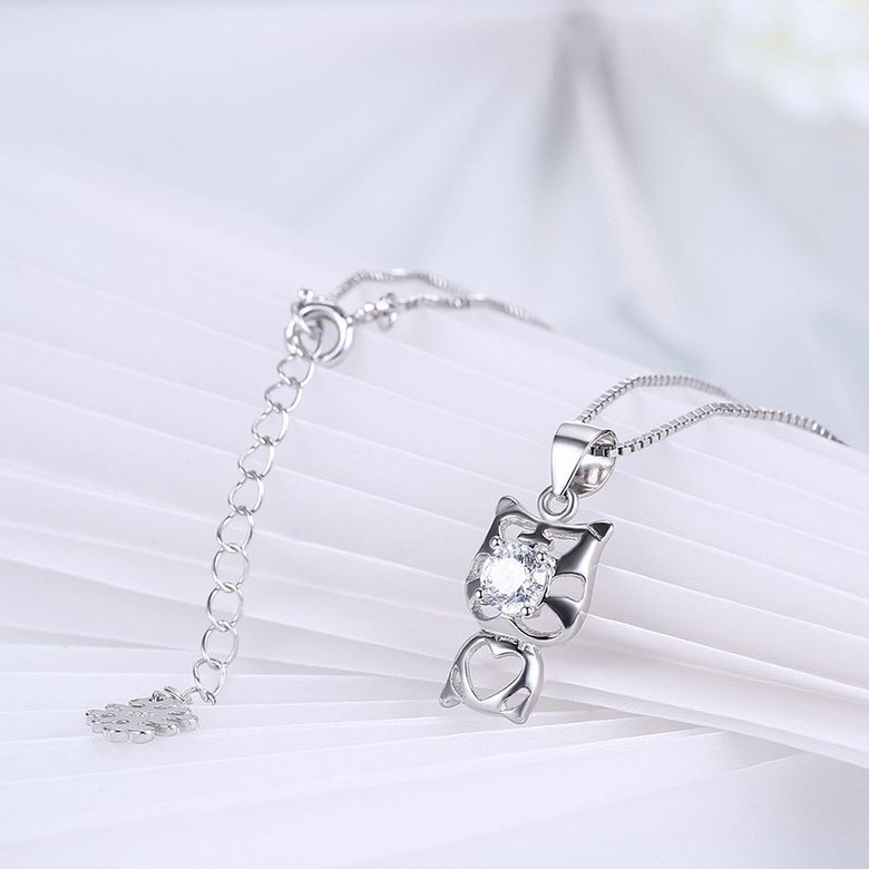 Wholesale 2018 New Style 925 Sterling Silver CZ Cat Necklace TGSSN089 3