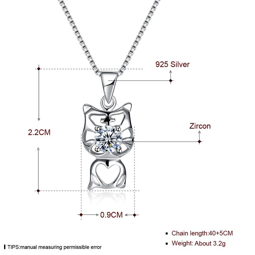 Wholesale 2018 New Style 925 Sterling Silver CZ Cat Necklace TGSSN089 4