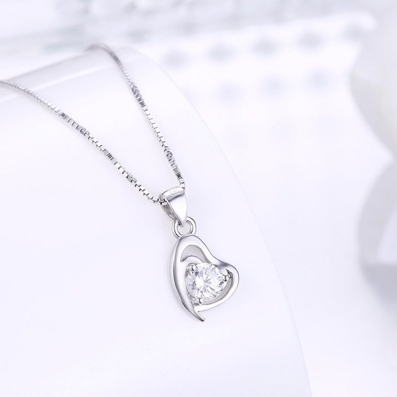 Wholesale Discount 925 Sterling Silver Heart CZ Necklace TGSSN091 1