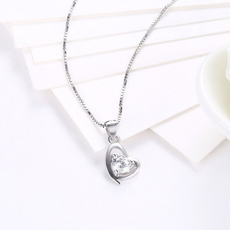Wholesale Discount 925 Sterling Silver Heart CZ Necklace TGSSN091 2