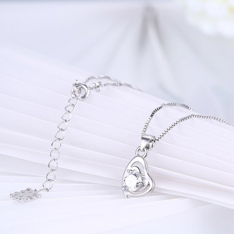 Wholesale Discount 925 Sterling Silver Heart CZ Necklace TGSSN091 3