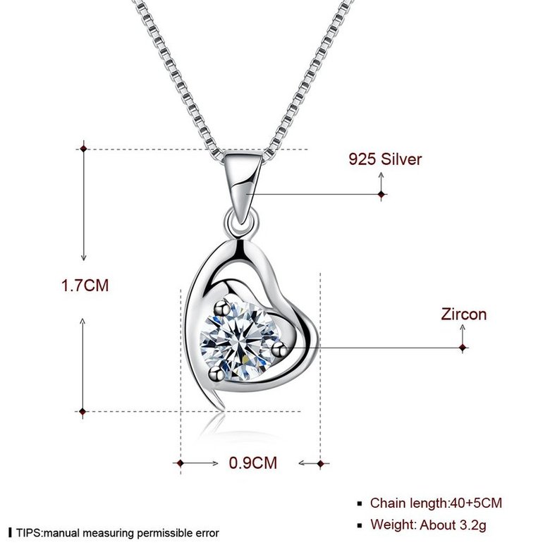 Wholesale Discount 925 Sterling Silver Heart CZ Necklace TGSSN091 4