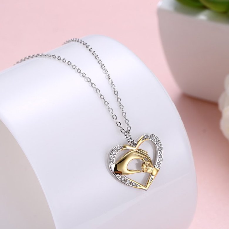 Wholesale new gem-set Romantic heart Pure S925 Sterling Silver Necklace TGSSN011 1
